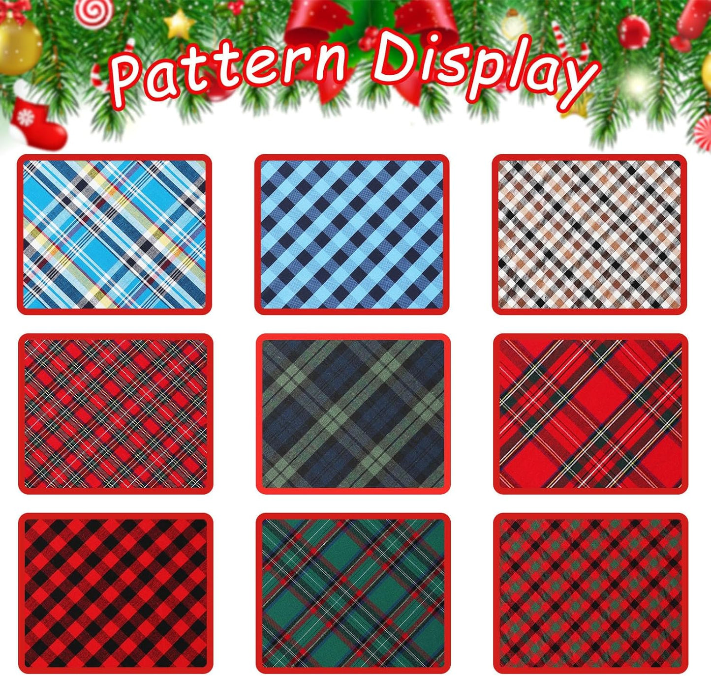 Dog Bandana, Christmas Plaid 1PC Washable Square Dog Scarfs for Small Medium Large Dogs Adjustable Dogs Bib Scarfs for Girl or Boy Dogs