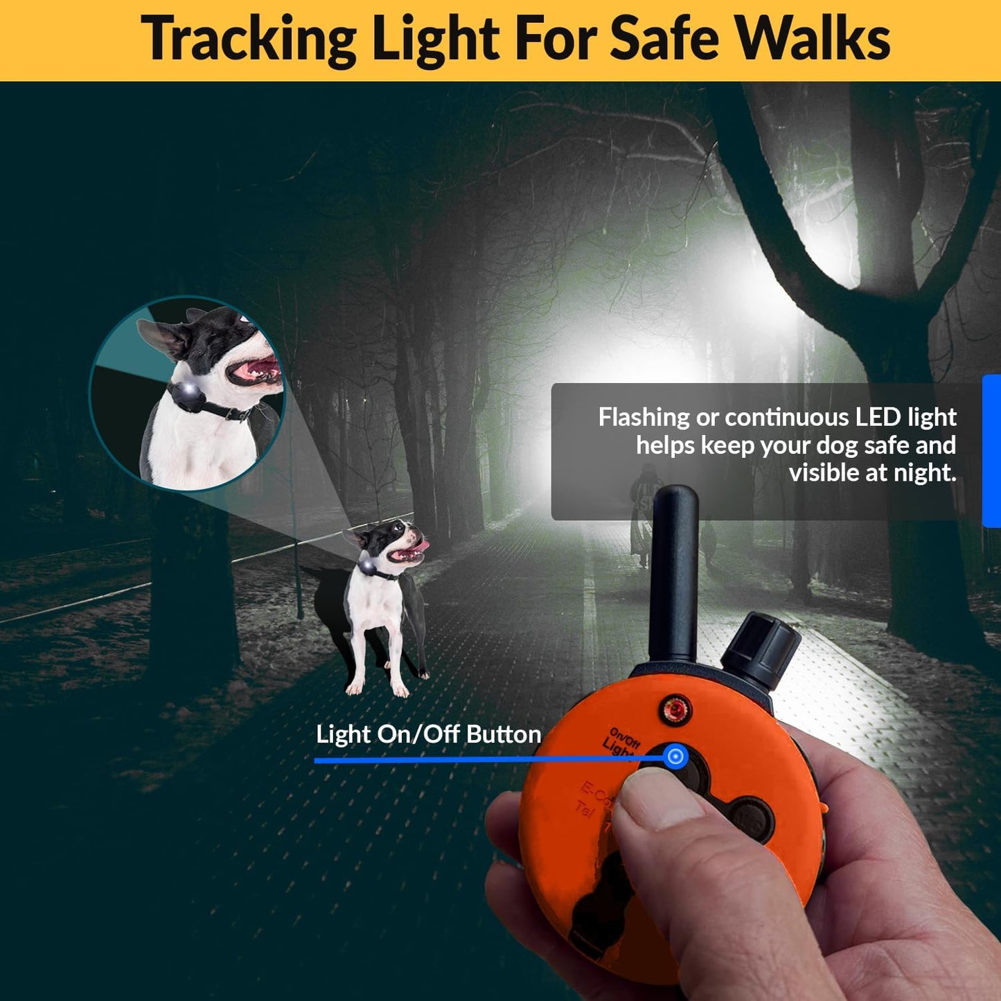 E-Collar the Upland Dog Training Collar W/Remote - 100 Levels of Safe Stimulation, Night Light, Waterproof, Rechargeable, Includes Premium Finger Clicker for 1 Mile 2 Med/Large Dogs, Orange