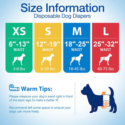 Disposable Male Dog Wraps - Dog Diapers for Male Dogs, Puppy Diapers 12Pcs Small