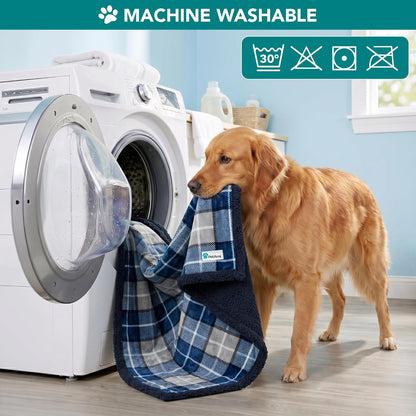 Dog Blanket for Medium Large Dogs, Pet Bed Blanket Cat Puppy Kitten, Fleece Furniture Couch Cover Protector Sofa Car, Soft Sherpa Dog Throw Plush Reversible Washable, 40X60 Plaid Navy Blue