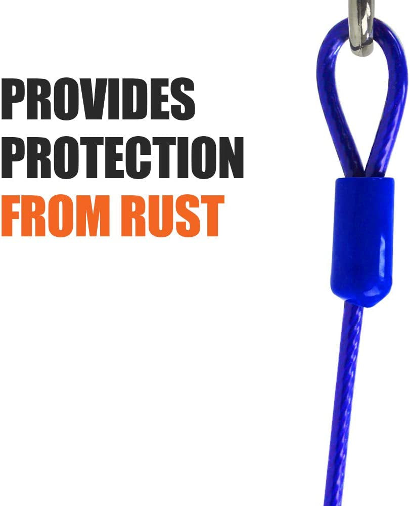 Dog Tie Out Cable 25 Feet - Heavy Duty Dog Lead up to 60 Pounds - Reflective & Rust-Free with Quick Release Swivel Clips & 360° Rotating Clasp - Tangle-Free Dogs Runner for Yard (Blue, Single)