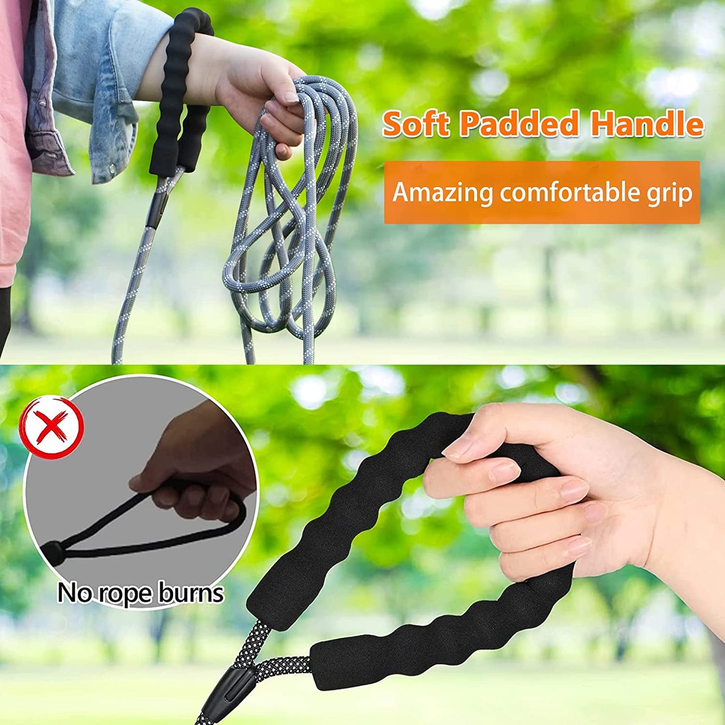 Heavy Duty Dog Leash - 30FT Reflective with Swivel Lockable Hook and Comfortable Padded Handle, Ideal for Walking, Hunting, Camping, Backyard - Suitable for Small, Medium, and Large Dogs