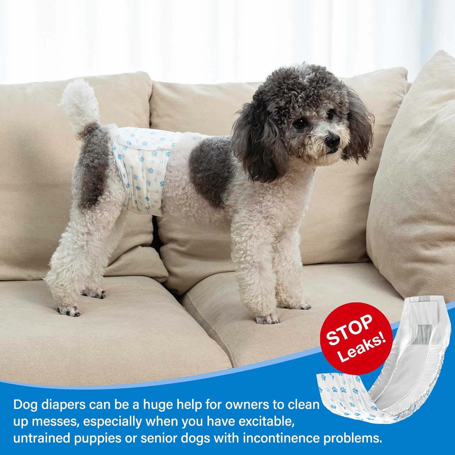 Disposable Male Dog Wraps - Dog Diapers for Male Dogs, Puppy Diapers 12Pcs Small
