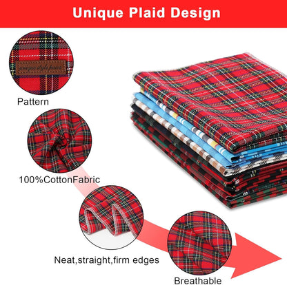 Dog Bandana, Christmas Plaid 1PC Washable Square Dog Scarfs for Small Medium Large Dogs Adjustable Dogs Bib Scarfs for Girl or Boy Dogs