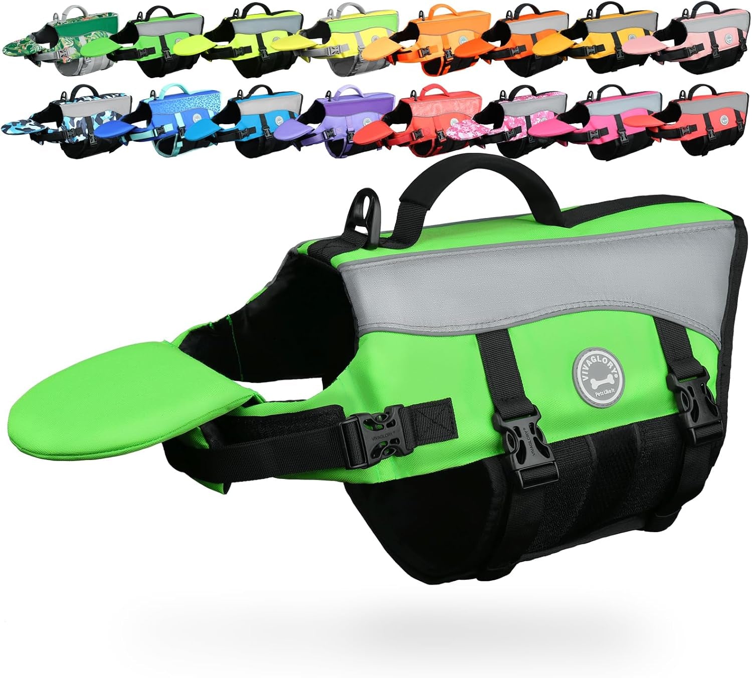 Front Float Dog Life Vest, Dog Life Jacket for Swimming & Boating, Swimming Vest with Chin Float & Handle, Ripstop & Buoyancy for Puppy Doggy, S, Bright Green