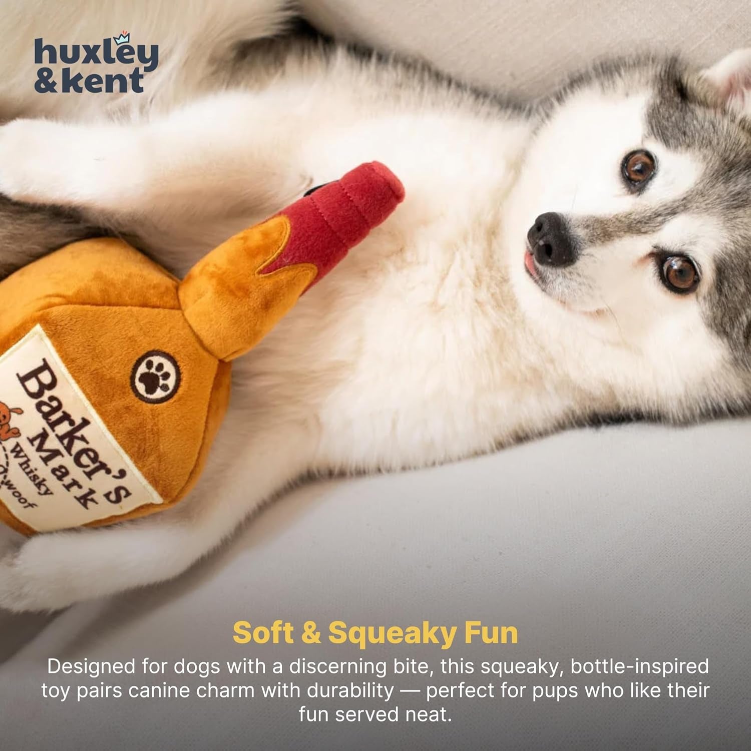 Funny Dog Toy W/Squeaker – Power Plush Squeaky Dog Toys for Small, Medium & Large Dogs – Soft Stuffed Animal for Indoor Play & Fetch - Barker'S Mark, Large