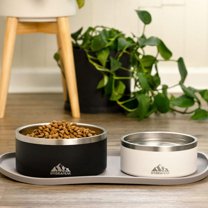 Dog Bowl; Non Slip Stainless Steel; Water and Food Dish; Large Sized and Small Dogs; 32Oz 64Oz; Multiple Sizes; 4 Cup | White